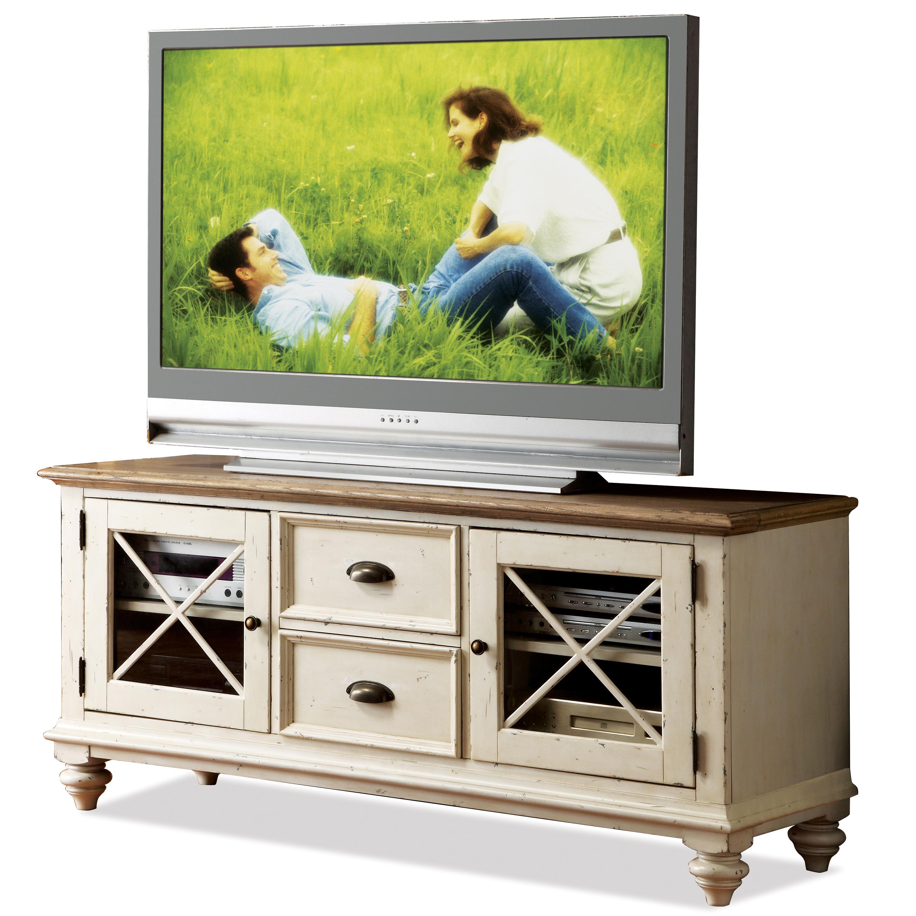 Riverside Furniture Coventry Two Tone 2 Drawer TV Console with 2 Framed